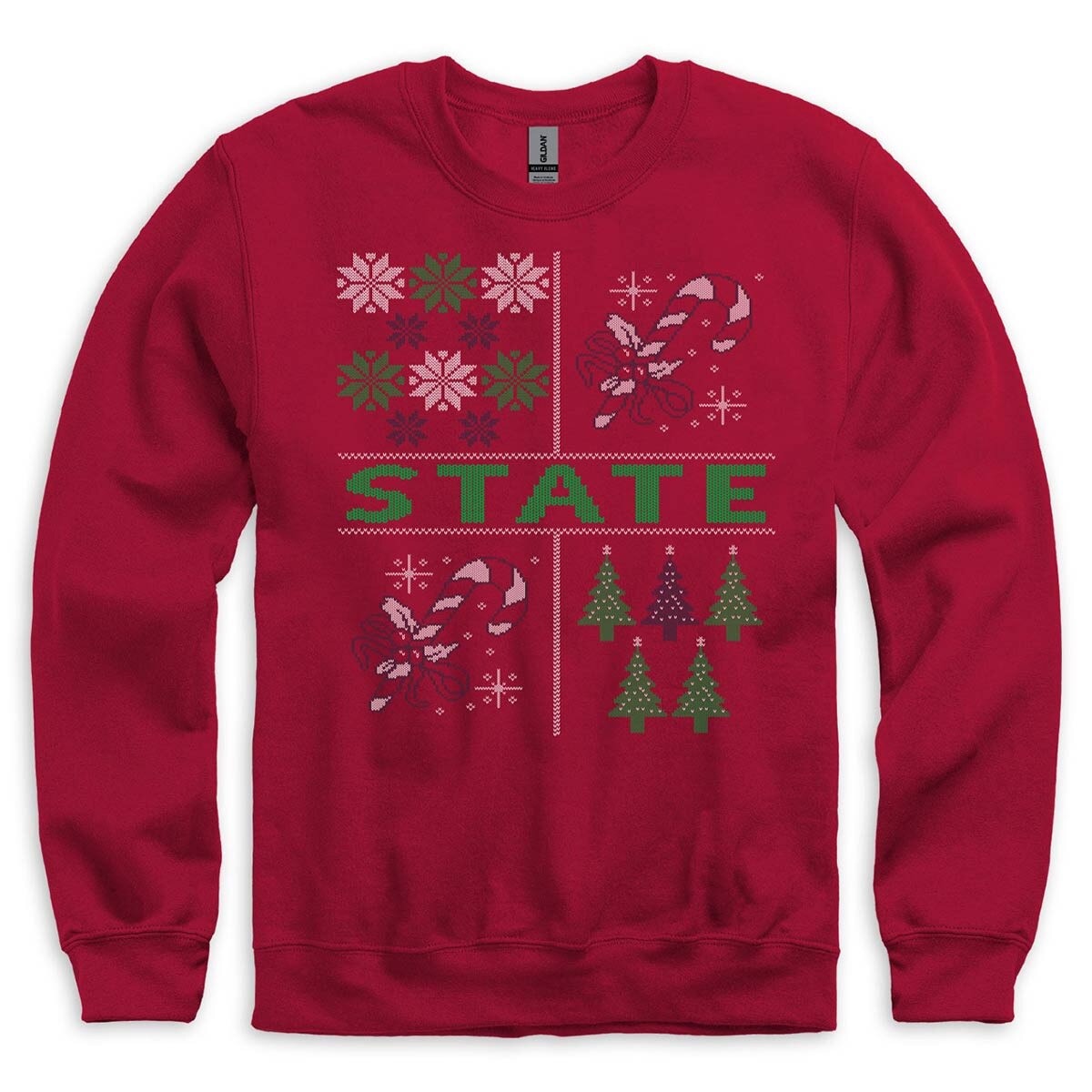 Cardinal red crew neck sweatshirt State holiday wintry mix